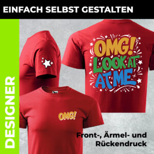 T-Shirt Basic Herren Druck Front Rücken Ärmel - Designer